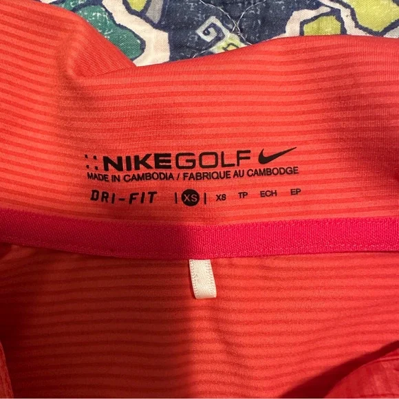 Nike Coral Pink Striped Long Sleeve Golf Polo Size XS Women’s - Picture 8 of 9